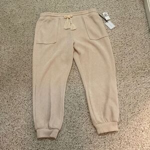 1.STATE Plus Tassel Tie Pocketed Jogger Pants Off White Cream Size 1X NWT